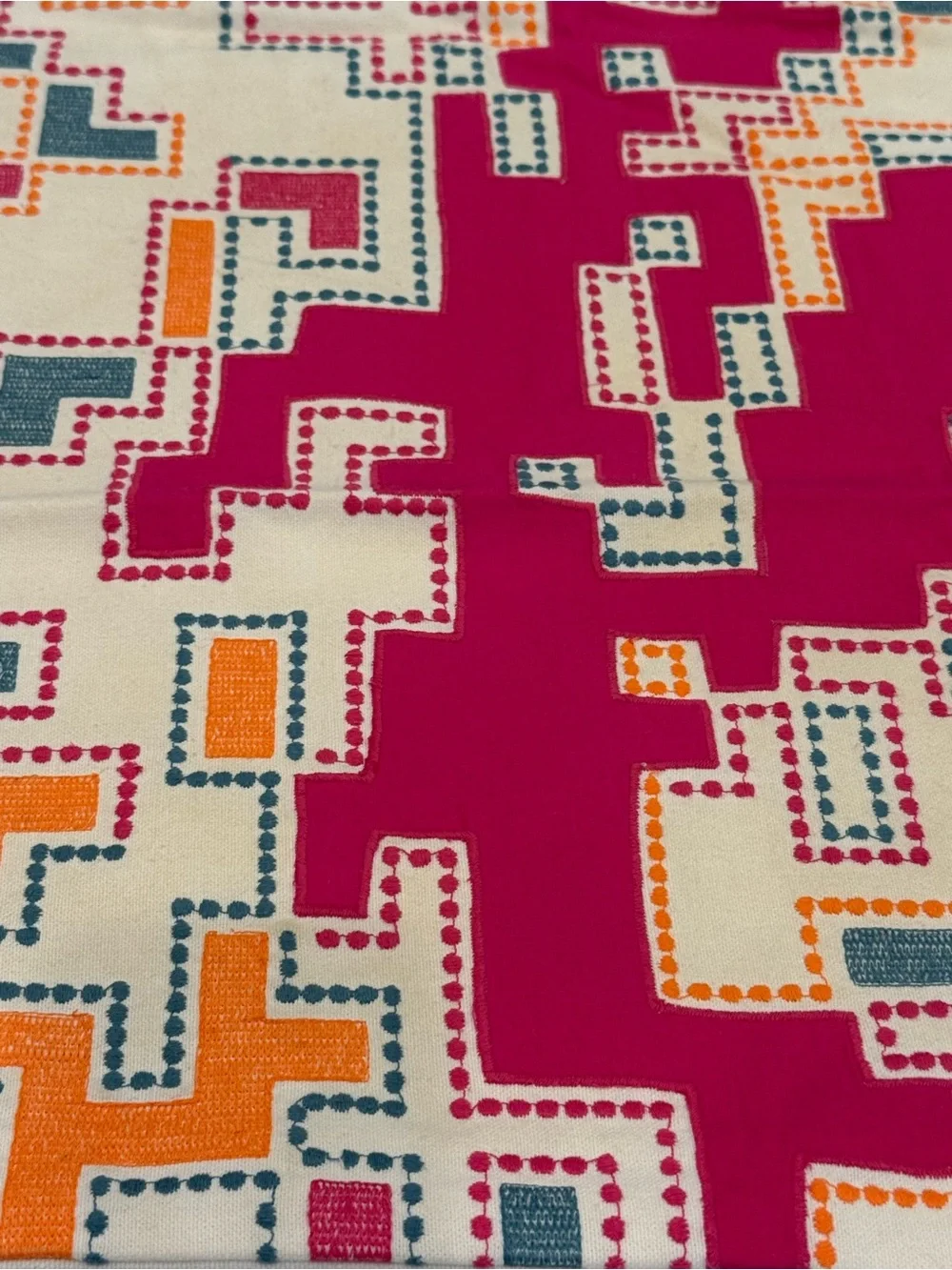18”x18” Vibrant Geometric Pink & Orange pillow cover